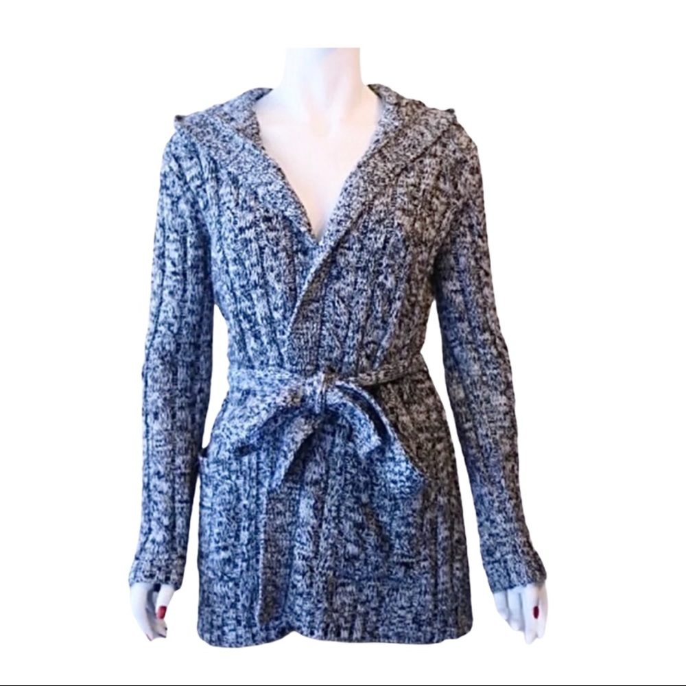 Grey waist tie hooded cardigan (Size S)